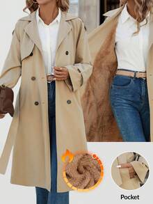 SHEIN Clasi Plus Size Casual Double-Breasted Trench Coat, Plush Lining, Autumn/Winter,Camel,Comfortable And Warm From The Cold,Comfortable And Warm From The Cold,2025 New,Plus Size Women Long Sleeve Pockets Casual Coat,Fall Women Clothes, Winter Clothes For Women,Vintage,Going Out Outfits,Fall Outfits,Trench Coat,Winter For Women,Fall Clothes Plus Size, Office Outfits For Women,Fall Outfits For Women,Classy Outfits For Women,Women's Fall Clothes,Office,Halloween,Halloween Costumes,Halloween Clothes,Halloween Clothes Women,Fall Tops,Old Money Style Women,Fall Clothes For Women,Winter Clothes For Women,Women's Winter Coat,Women's Winter Coat,2025 New - Camel - View 3