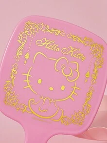 HELLO KITTY AND FRIENDS | SHEIN 卡通字母印花粉色手持镜 - 淺粉色 - 查看 3
