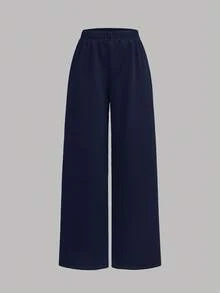 SHEIN Girlism Bộ 3 áo nỉ thể thao thường ngày cho bé gái tuổi teen kèm áo hai dây in họa tiết và quần dài ống rộng - Màu xanh hải quân - Xem 11