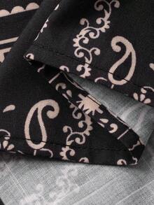 Livesso Women's V-Neck Waist Cinched A-Line Long Sleeve Midi Dress - Black and White - View 3