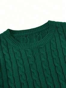 EURMUSE Men's Casual Crew Neck Twist Pattern Pullover Sweater - Dark Green - View 4