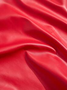 SHEIN Tall Women Pu Leather Splice Lace Zipper Mini Skirt - Hot Pink - View 7