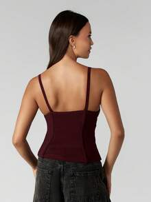 MISSGUIDED 褶皱胸围紧身胸衣背心，结构紧身胸衣和心形领口 - 棕色 - 查看 2