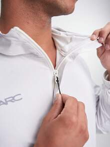 Giacca casual con cappuccio, mezza patta con chiusura lampo, manica lunga, da uomo, per l'autunno