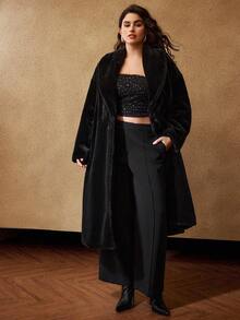 MOTF PREMIUM 秋冬款大码保暖柔软仿皮草大衣（无腰带）