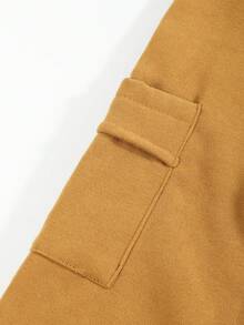 Manfinity Homme Nueva chaqueta de manga larga con forro polar bordado, chaqueta de invierno de moda casual y de carreras - Caqui - Ver 4