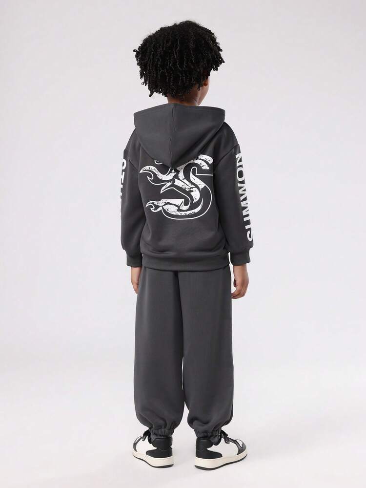 Bluza z kapturem z motywem węża i pasującymi spodniami dresowymi