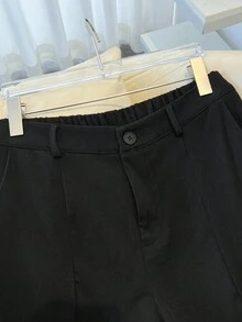 SHEIN Clasi Plus Solid Wide Leg Suit Pants Graduation,Back To School,Teacher Outfits For Women Winter Fall Autumn - Black - View 3