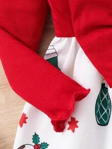 SHEIN Dziewczęca dzianinowa sukienka casualowa z okrągłym dekoltem - Czerwony - Zobacz 7