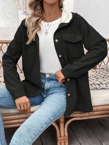 EMERY ROSE Women's Casual Hooded Thermal Lined Jacket, Autumn/Winter - Black - View 6