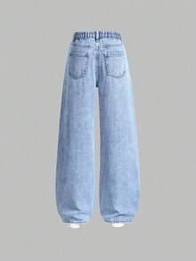 Sparklyn 2 件青少年女孩百搭宽松直筒休闲牛仔裤，修身贴身，适合春秋冬季日常休闲穿着