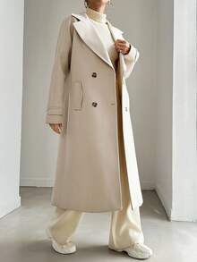 EURMUSE Lapel Neck Double Breasted Overcoat
