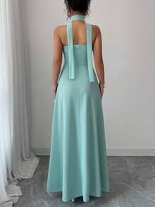 Elenzga Strapless Ruffle Waist A-Line Flowy Elegant Romantic Women Dress