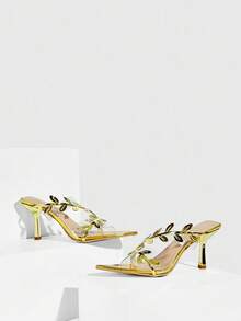 CUCCOO SZL 尖头系带高跟女式凉鞋 - 金色 - 查看 7