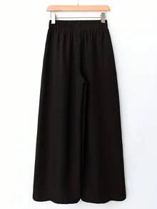 Rusticease Pantalones anchos de unicolor casual para mujer - Café integral - Ver 2