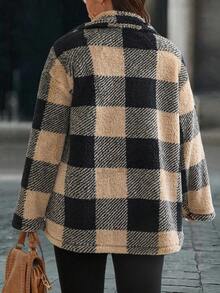 EMERY ROSE 秋冬大码女式格子休闲保暖羊毛大衣 - 彩色 - 查看 2