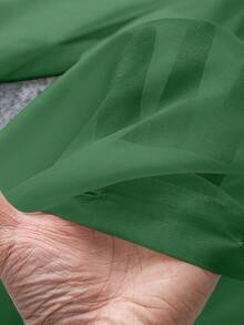 SHEIN Clasi 大码纯色休闲透明蝴蝶结长袖衬衫 - 綠色 - 查看 6