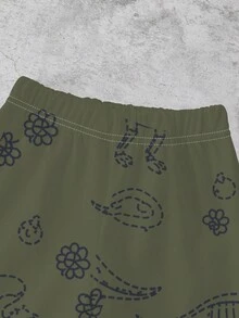 SHEIN 1 套年轻男孩休闲可爱卡通恐龙图案连帽衫和裤子套装，秋冬幼儿男孩恐龙连帽衫套装，海军蓝和绿色套装，适合日常休闲、户外玩耍和上学 - 彩色 - 查看 6