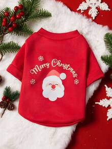 PETSIN 1 قطعة كلب/قطة عيد الميلاد عالمي بطبعة سانتا كلوز والثلج والرسائل الجميلة، بطانية قطيفة حمراء دافئة ومريحة للكلاب في عيد الميلاد