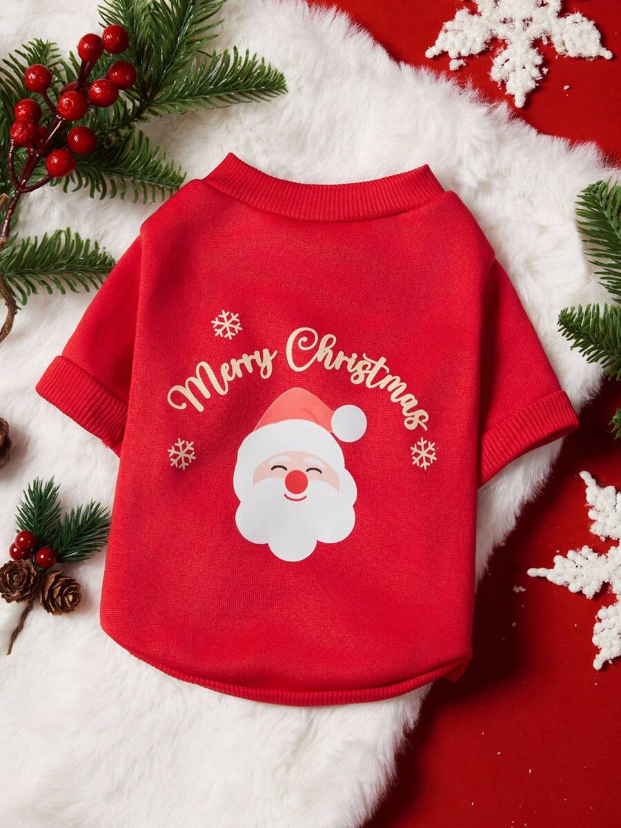 PETSIN 1 قطعة كلب/قطة عيد الميلاد عالمي بطبعة سانتا كلوز والثلج والرسائل الجميلة، بطانية قطيفة حمراء دافئة ومريحة للكلاب في عيد الميلاد