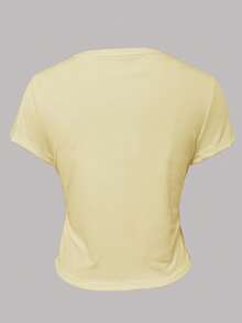 INAWLY Women's Casual Knight Print Short Sleeve T-Shirt, Summer - Yellow - View 2