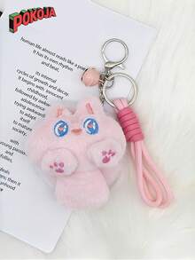 1 pezzo Specchio da trucco in flanella, ciondolo carino a forma di gatto di peluche, decorazione morbida e carina a forma di bambola per zaino da ragazza, regalo per studenti