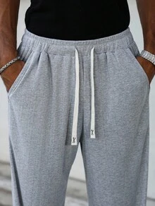 Manfinity Hypemode 男士抽绳腰口袋宽松锥形休闲裤 - 灰色 - 查看 6