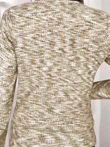 SHEIN Clasi Women's Elegant Pink Waffle Knit Crew Neck Sweatshirt - Multicolor - View 7