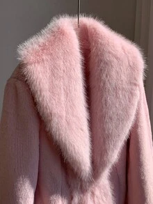 Comfortcana Women's Fashionable & Elegant Faux Fur Coat, Autumn/Winter,Fall - Baby Pink - View 8