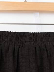 Rusticease Pantalones anchos de unicolor casual para mujer - Café integral - Ver 6