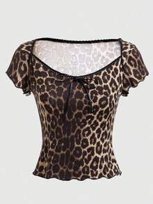 ROMWE Ladies' Leopard Print T-Shirt, School