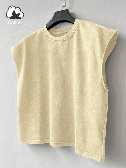 Claim Dot 男士纯色圆领宽松休闲百搭背心