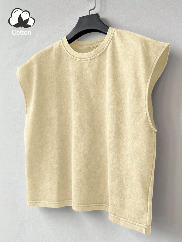 Claim Dot 男士纯色圆领宽松休闲百搭背心