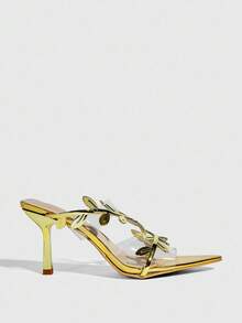 CUCCOO SZL 尖头系带高跟女式凉鞋 - 金色 - 查看 2