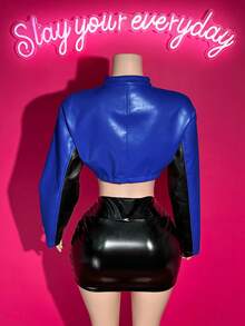 Slaydiva 2025 Winter New Style, Christmas, New Year, Birthday Party, Party, Banquet, Preppy Style, Student Wear, Everyday Outing, Basic Versatile, Casual, Cruise Travel, Internet Celebrity Hot Style, Street Style, Elegant, Commuter, Business Casual, Small Stand-Up Collar Long Sleeve, Zipper, Dark Blue And Black, Black And White English Print, Winter Jacket, Christmas Jacket, New Year Jacket, Women's Jacket