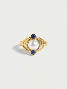 Glisma Nhẫn mạ vàng 18K Cubic Zirconia cổ điển thời trang và thanh lịch - Vàng - Xem 2