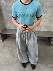 SWAVVY 男士休闲宽松抽绳腰运动裤，灰色 - 灰色 - 查看 1