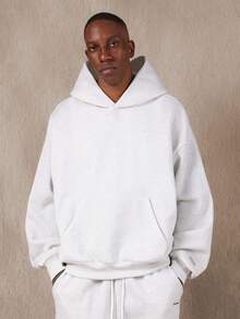 SUMWON Oversized Hoodie With Matching Elastic Cuff Joggers - Grey - View 3