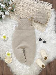 SHEIN Vintaside Kids Unisex Baby Green Minimalist Casual Vintage Hooded Jumpsuit Goose Baby Outfit Baby Knit Jumpsuit Baby Boy Beige Outfit Neutral Baby Clothes Unisex Baby Sweater Romper Baby Boy Knitted Outfits Baby Knit Jumpsuit Baby Overalls Neutral Baby Clothes Baby Knit Jumpsuit Baby Sweater Romper Newborn Knitted Romper - Apricot - View 3