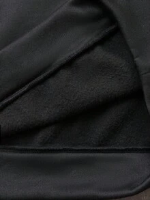 SHEIN 青少年男孩黑色撞色超大运动衫和运动裤套装，十字印花，休闲，舒适，百搭，面料柔软，适合日常穿着、上学、郊游、户外运动、秋冬 - 黑色 - 查看 9
