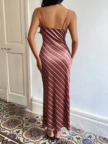 Sunnyshic Váy nhung chắp vá họa tiết sọc và paisley dành cho nữ, thích hợp cho kỳ nghỉ, mùa thu/đông - Nhiều màu - Xem 2