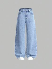 Sparklyn 2 件青少年女孩百搭宽松直筒休闲牛仔裤，修身贴身，适合春秋冬季日常休闲穿着