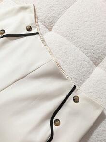 GlowEve CURVE 大码女式休闲拼色直筒裤 - 杏色 - 查看 6