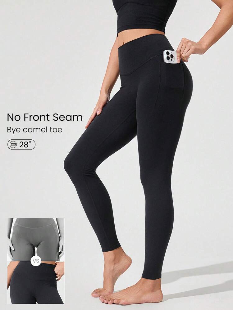 28" FeatherFit™ Mindful Movement Sweat-Wicking Stretchy Leggings With Side Pockets Low-Impact Yoga Pilates Barre Studio Daily Casual Wear Spring Summer