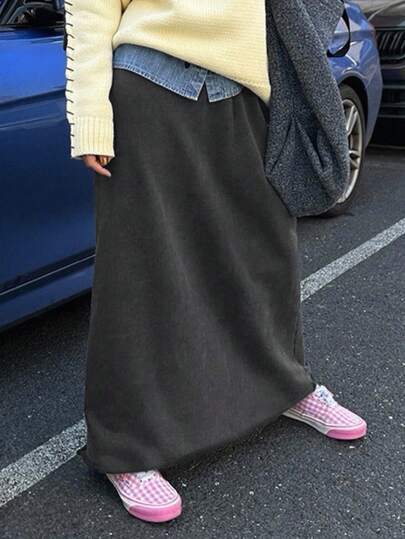 Livesso 女士宽松A字裙，休闲商务风，简约时尚，适合办公室穿着，秋冬季