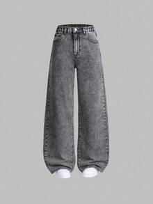 Sparklyn 2 件青少年女孩百搭宽松直筒休闲牛仔裤，修身贴身，适合春秋冬季日常休闲穿着