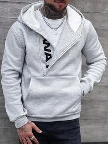 Manfinity CasualCool Casual Loose Long Sleeve Zip-Up Street Style Men Hoodies, For Fall Men Hoodies Casual Men Hoodies Pullovers Gray Hoodie Men Gym Hoodies Men Designer Hoodies Men