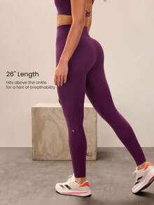 GLOWMODE 26" CoreHold FeatherFit™-Sculpt Lunge & Lounge No Slip Fit Boning Tummy Control Seamless Leggings With Side Pockets Workout Running Gym Spring - ceri cola - View 3