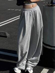 Dazy Tall 女式高腰/长款宽松直筒休闲运动裤女式慢跑裤 - 灰色 - 查看 7