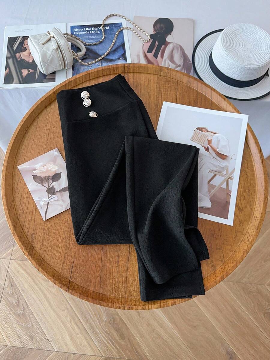 SHEIN Clasi Women's Plus Size Double-Breasted Pants Fall Cloth For Women